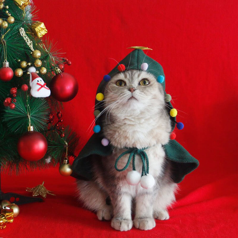 Navidad Chic Poncho de chal con capucha para perros y gatos con capucha
