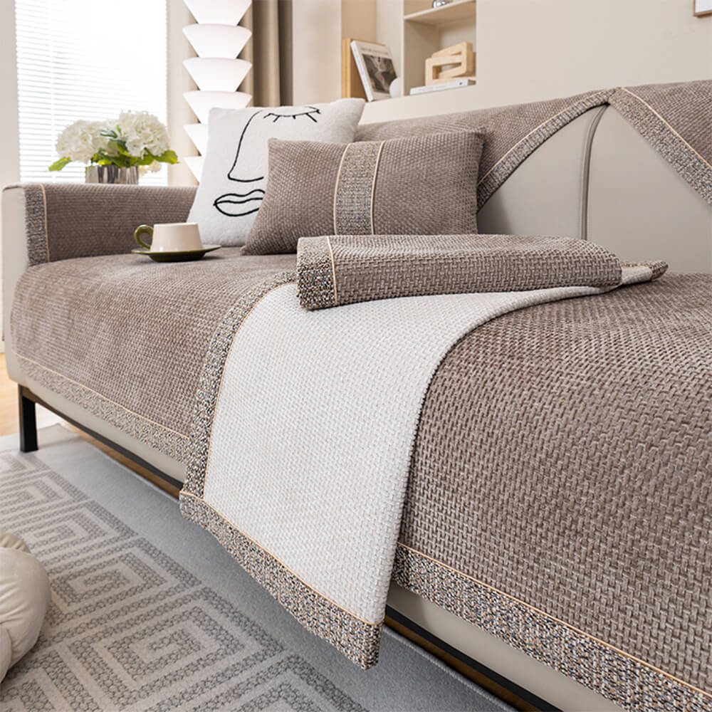 Tweed moderno de la temporada Tweed Woven Chenille Anti-Slip Couch Coach