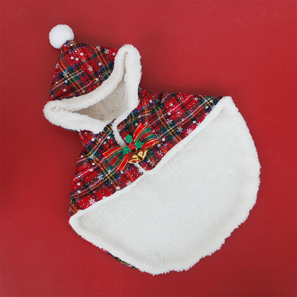 Navidad Chic Poncho de chal con capucha para perros y gatos con capucha