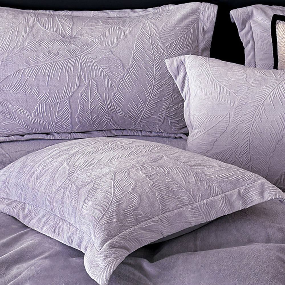 Juego de cama de terciopelo tibio en relieve natural en relieve de hoja