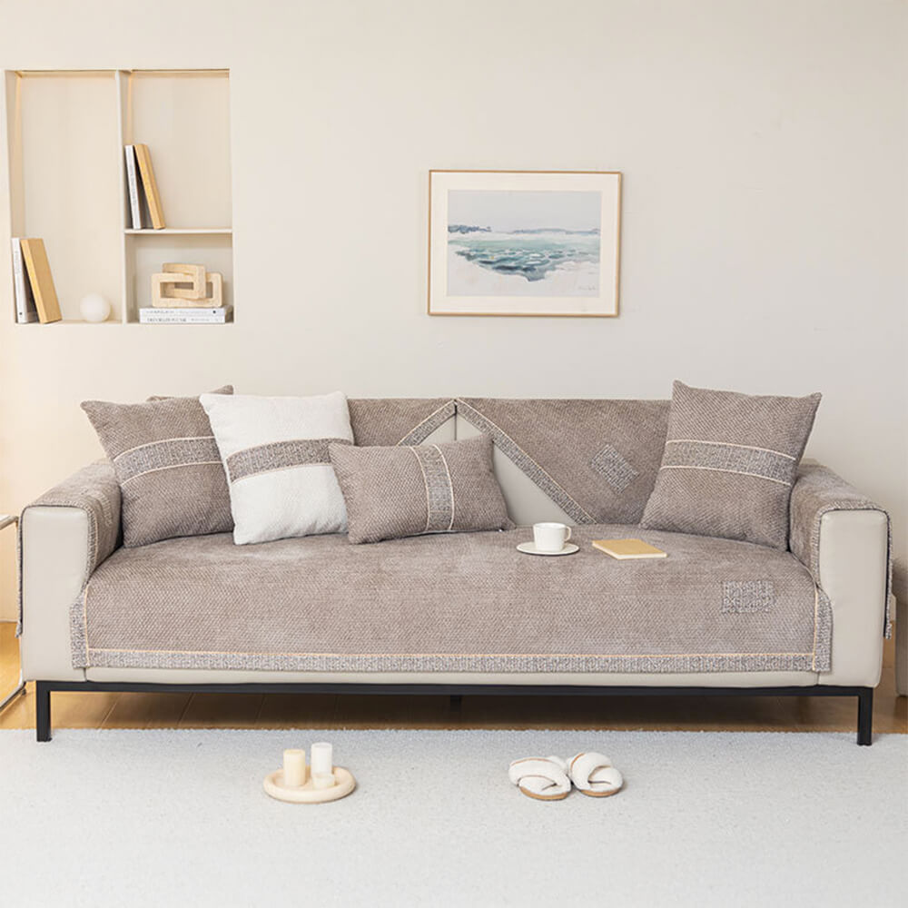 Tweed moderno de la temporada Tweed Woven Chenille Anti-Slip Couch Coach