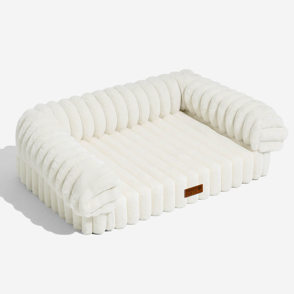 Cama ortopédica de confort de crema esponjosa y sofá de gato