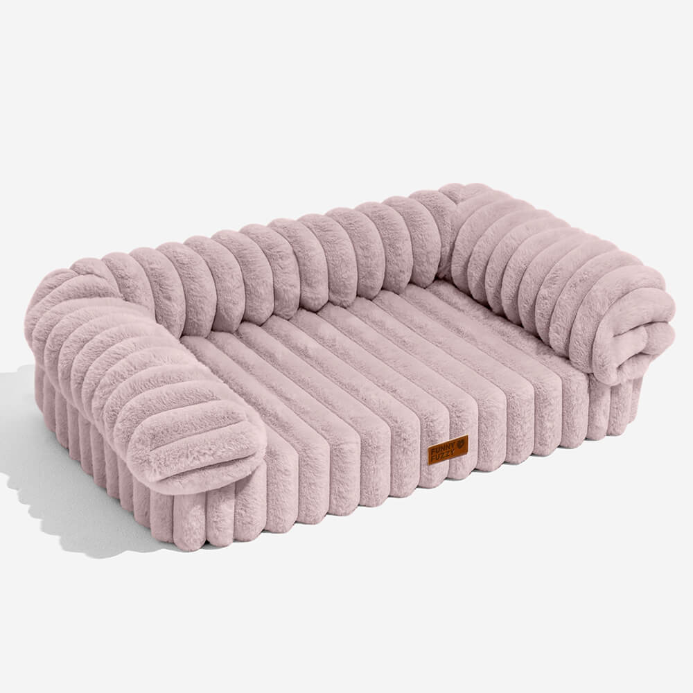 Cama ortopédica de confort de crema esponjosa y sofá de gato