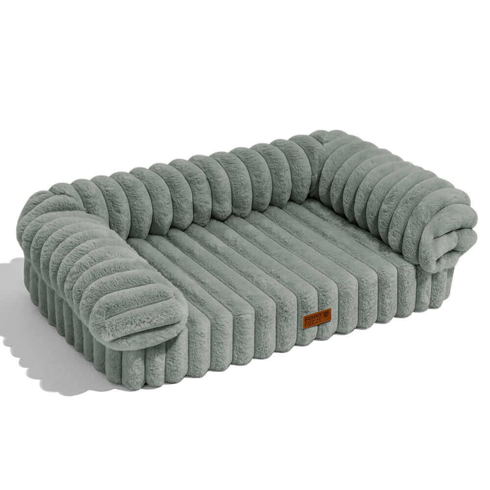 Cama ortopédica de confort de crema esponjosa y sofá de gato