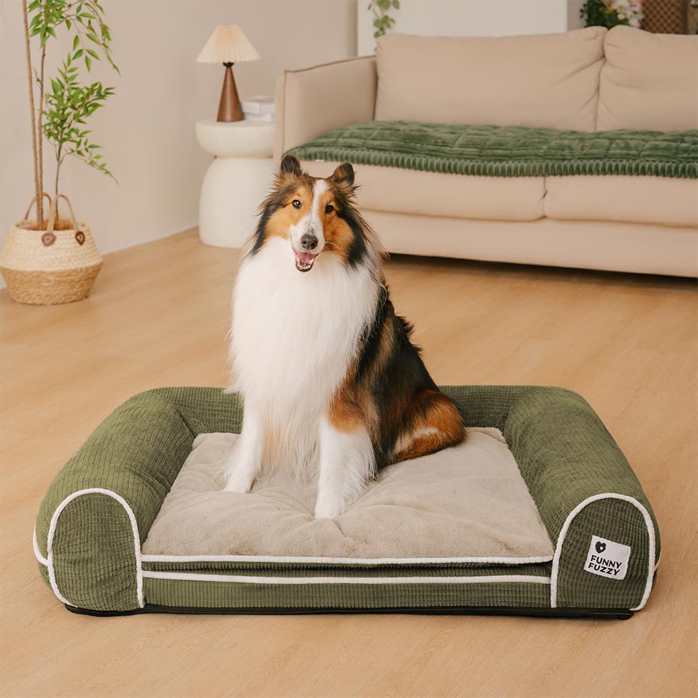 Sofá-cama ortopédico de flanela de dupla camada para cães Deluxe