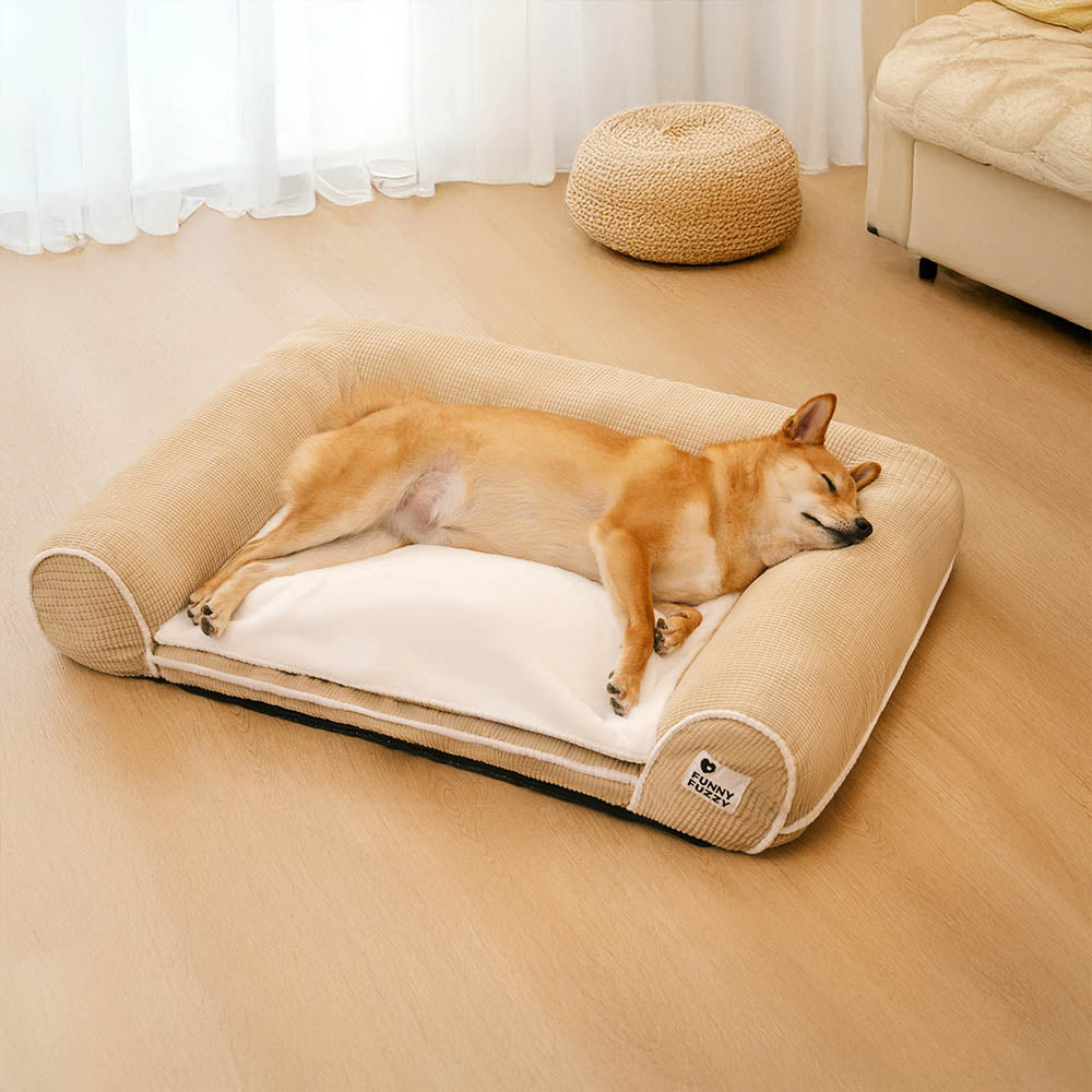 Sofá-cama ortopédico de flanela de dupla camada para cães Deluxe
