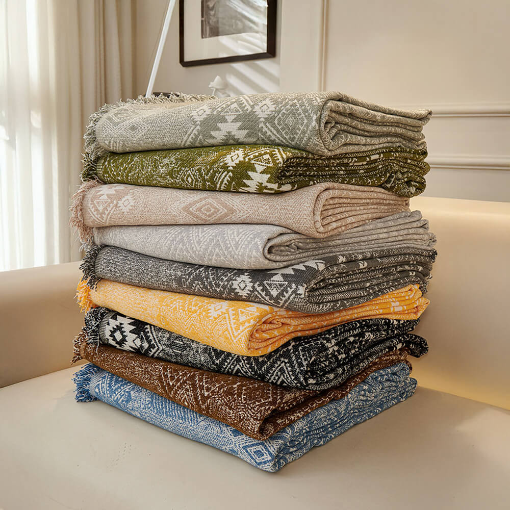 Patrón marroquí reversible chenille gato-srratch resistente cubierta de sofá de tiros