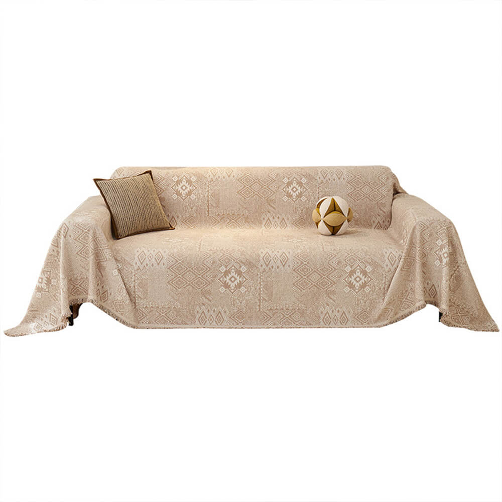 Patrón marroquí reversible chenille gato-srratch resistente cubierta de sofá de tiros