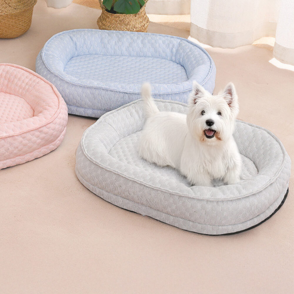 Comodidad de enfriamiento Cama de perros ovalado con donas elevadas