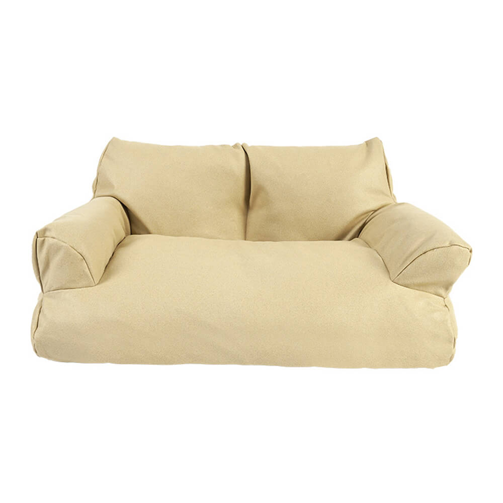 Cama de perros acogedor de cuero de cuero sintético y impermeable