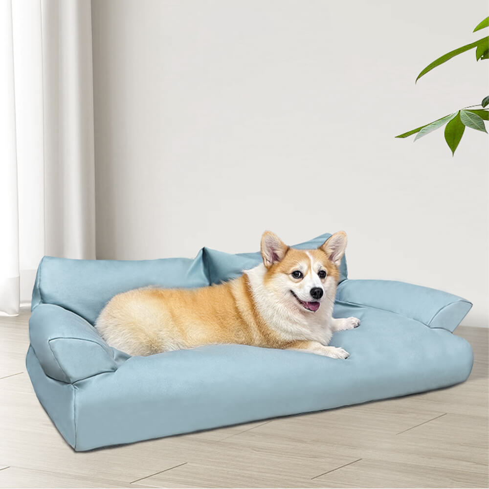 Cama de perros acogedor de cuero de cuero sintético y impermeable