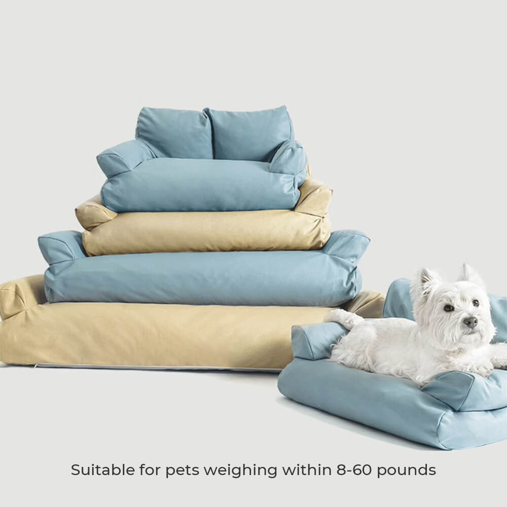 Cama de perros acogedor de cuero de cuero sintético y impermeable