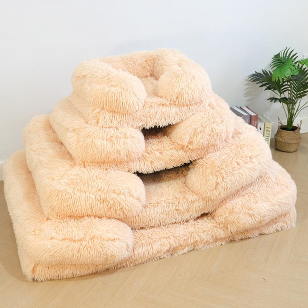 Long Plush - Lit pour chien à sommeil profond à support carré