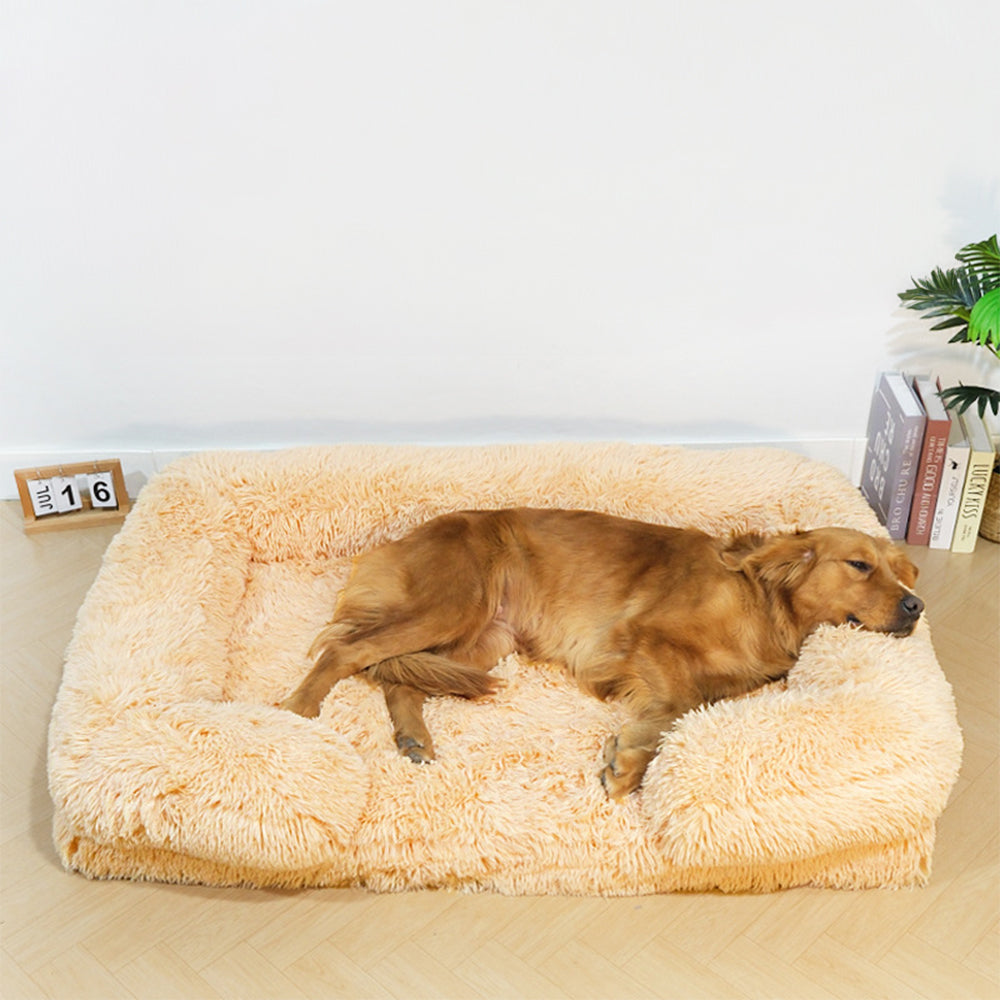Long Plush - Lit pour chien à sommeil profond à support carré