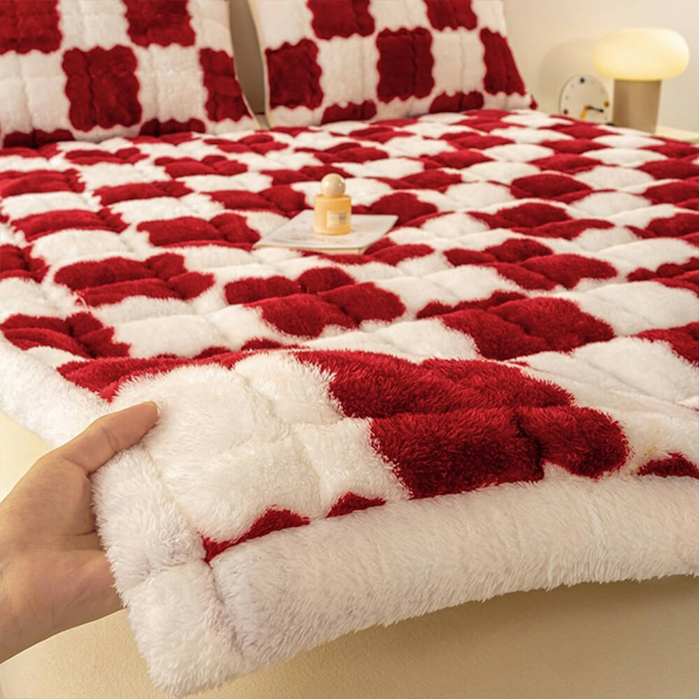 Topper de plataforma de felpa y funda de almohada