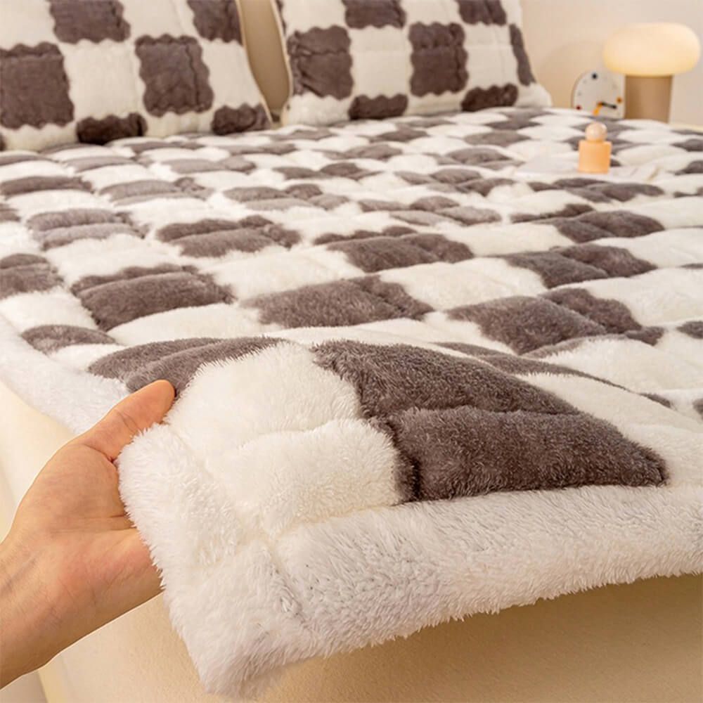 Topper de plataforma de felpa y funda de almohada