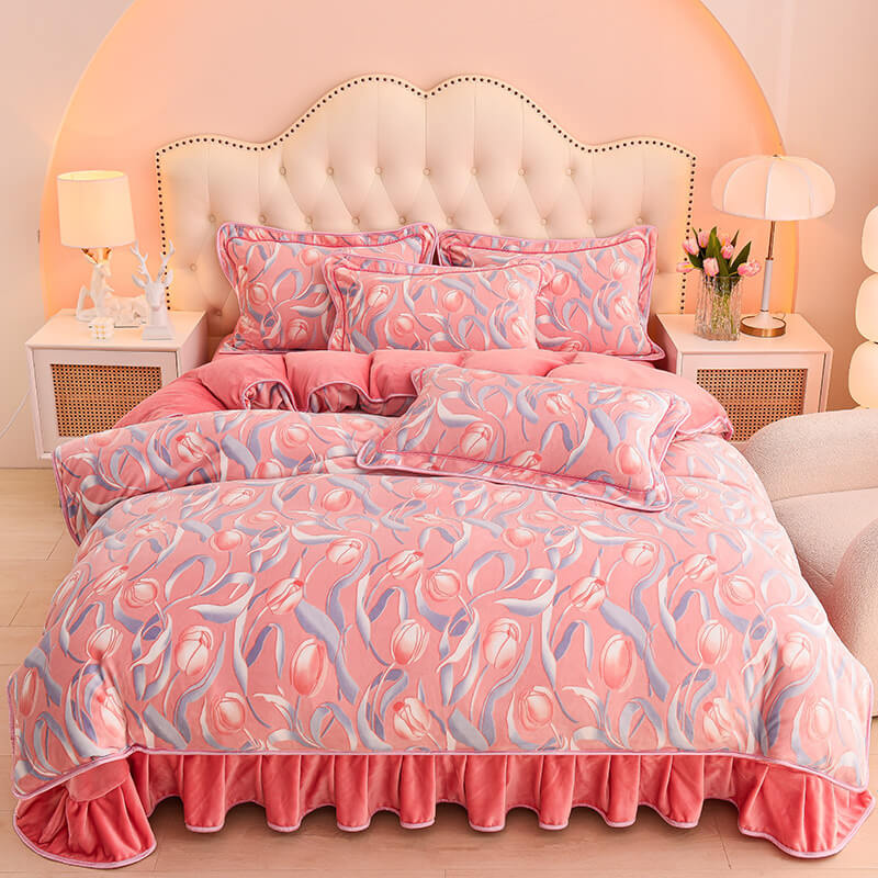 Ensemble de draps de lit en velours de lait confortable et épais de style moderne