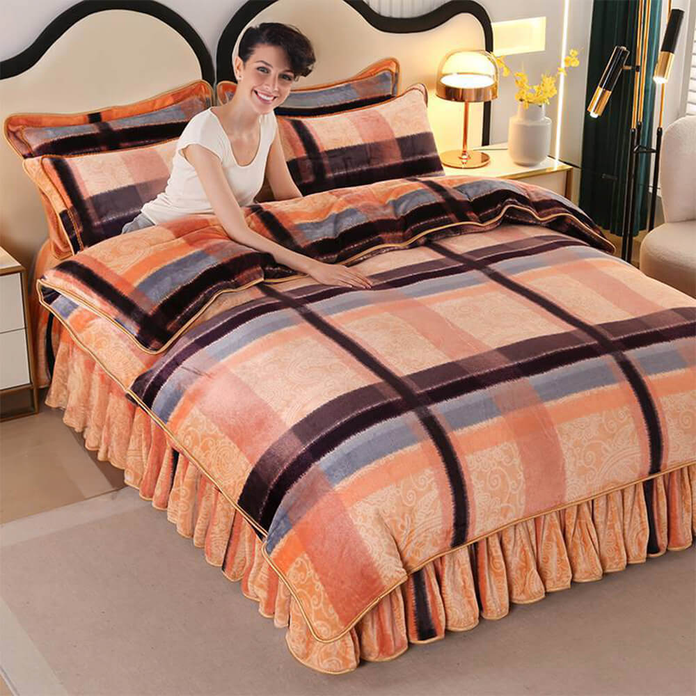 Ensemble de draps de lit en velours de lait confortable et épais de style moderne