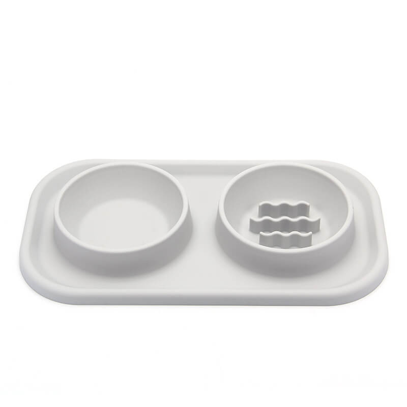 Silicona tazón dual de alimentador lento tazón de mascotas