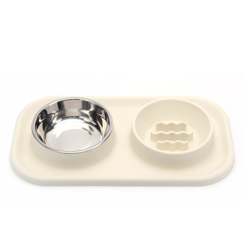 Silicona tazón dual de alimentador lento tazón de mascotas