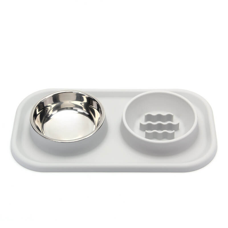 Silicona tazón dual de alimentador lento tazón de mascotas