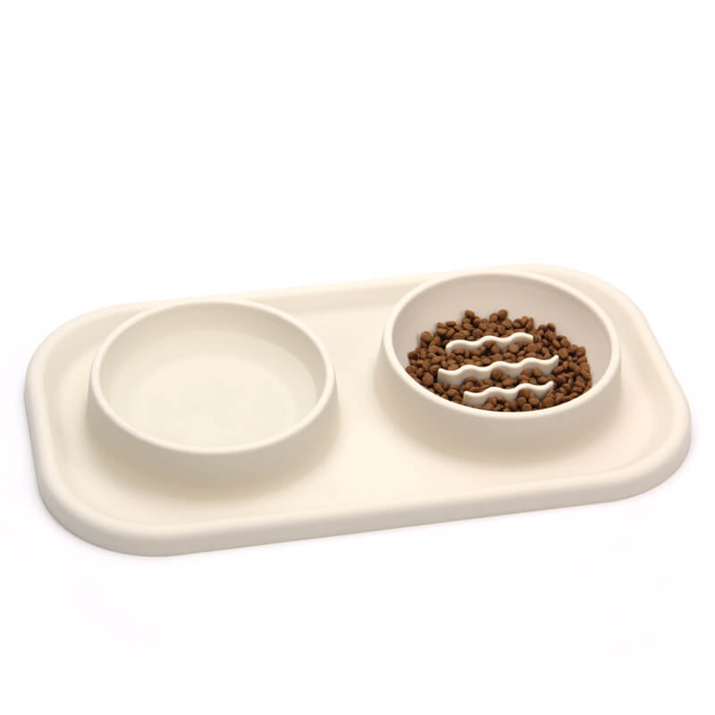 Silicona tazón dual de alimentador lento tazón de mascotas