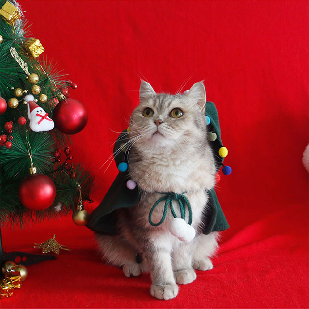 Navidad Chic Poncho de chal con capucha para perros y gatos con capucha