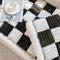 Cream-colored Large Plaid Square Fuzzy Pet Mat Bed Couch Cover