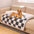 Cream Square Plaid Cozy Dog Mat Furniture Protector Cover