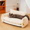 Sofá-cama moderno listrado de lã de cordeiro falsa de camada dupla para gato