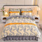 Floral Elegance Milk Velvet Bed Sheet Set with Bed Skirt