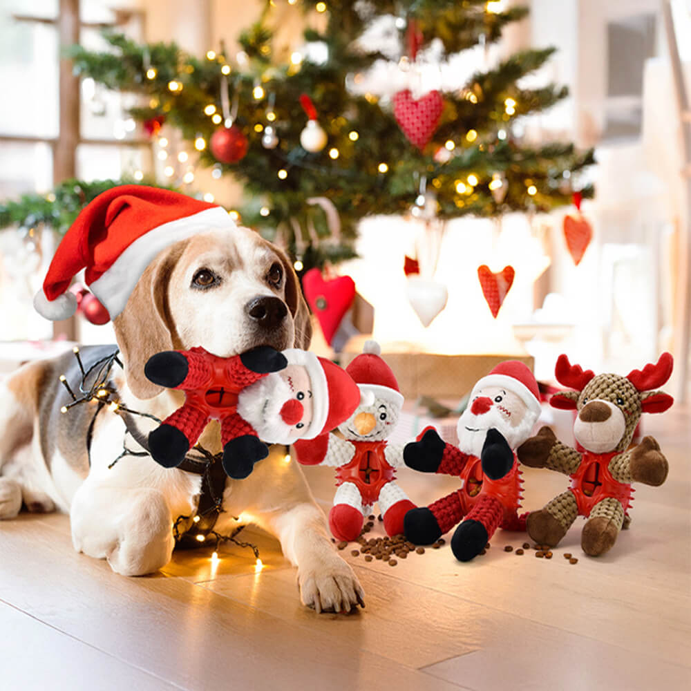 Toy de perro de perros interactivo de chirrido de goma de muñeca de muñeca de Navidad