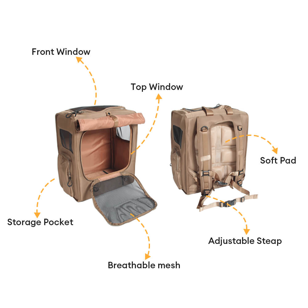 Mochila de mascotas de viaje impermeable a impermeable de Mesh de gran espacio transpirable