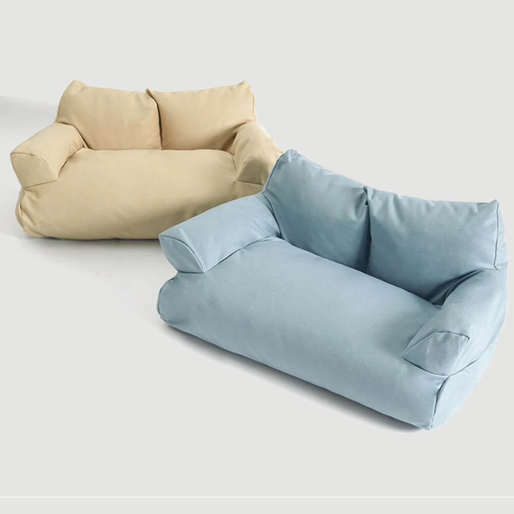 Cama de perros acogedor de cuero de cuero sintético y impermeable