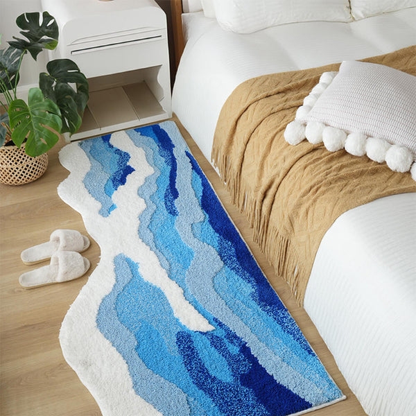Tapis texturé de luxe à motif de vagues 3D touffeté à la main