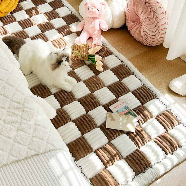 Cubierta del sofá de la cama de la alfombra de mascotas de color cuadrado de color cuadrado de color crema de color crema